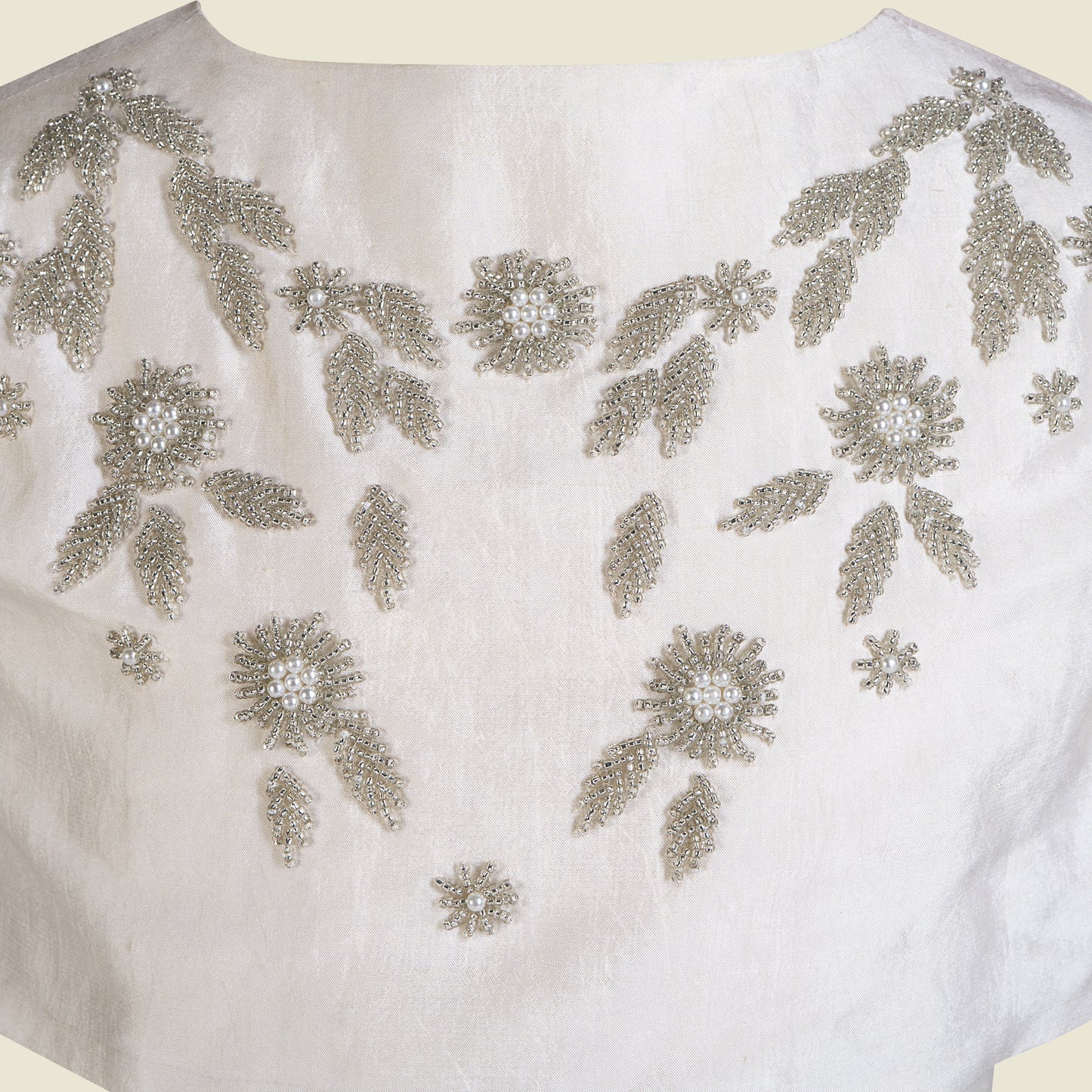 Hand Embroidery on Sleeveless silk taffeta layered ruffles dress-Gabrielle Beads By Tilahn