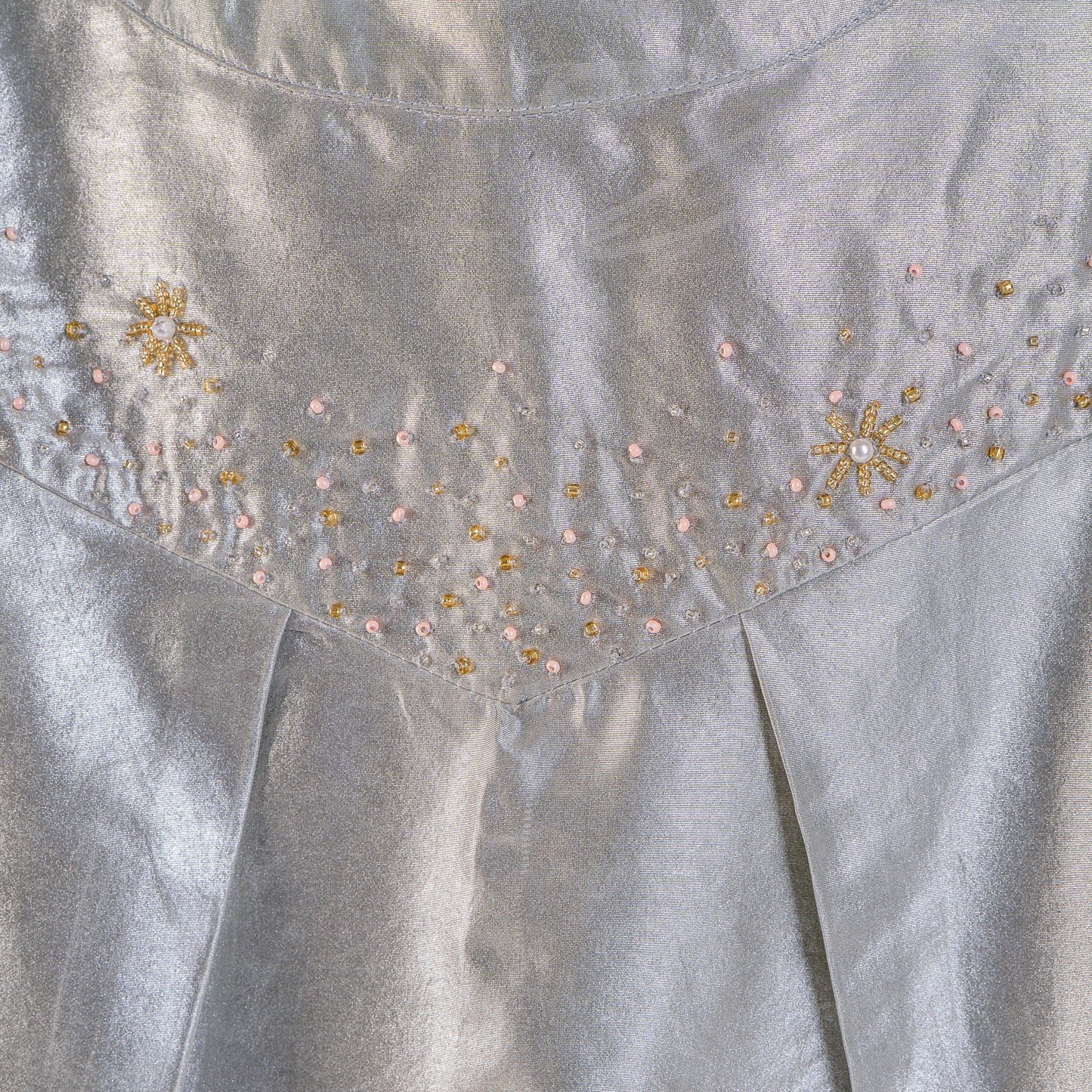 Hand embroidered beads-Gizelle Silver By Tilahn