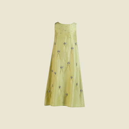 A-line long sleeveless Silk Taffeta (Front View) Dress-Gala By Tilahn