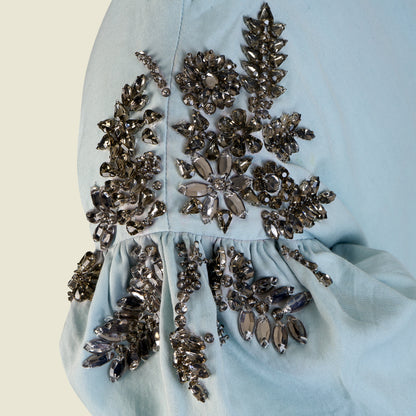 Antique silver stone hand embroidery-Gillian By Tilahn