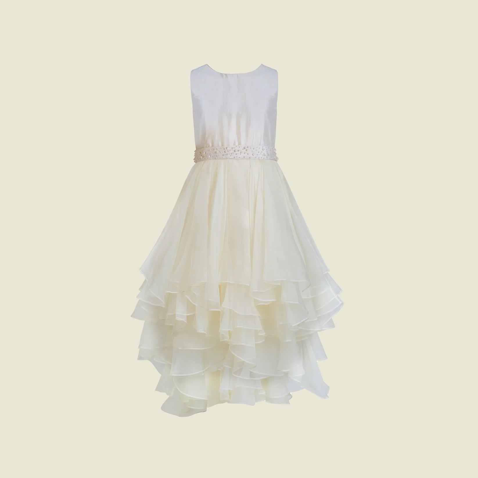 Gabrielle Pearls Layered Ruffles Dress -By Tilahn