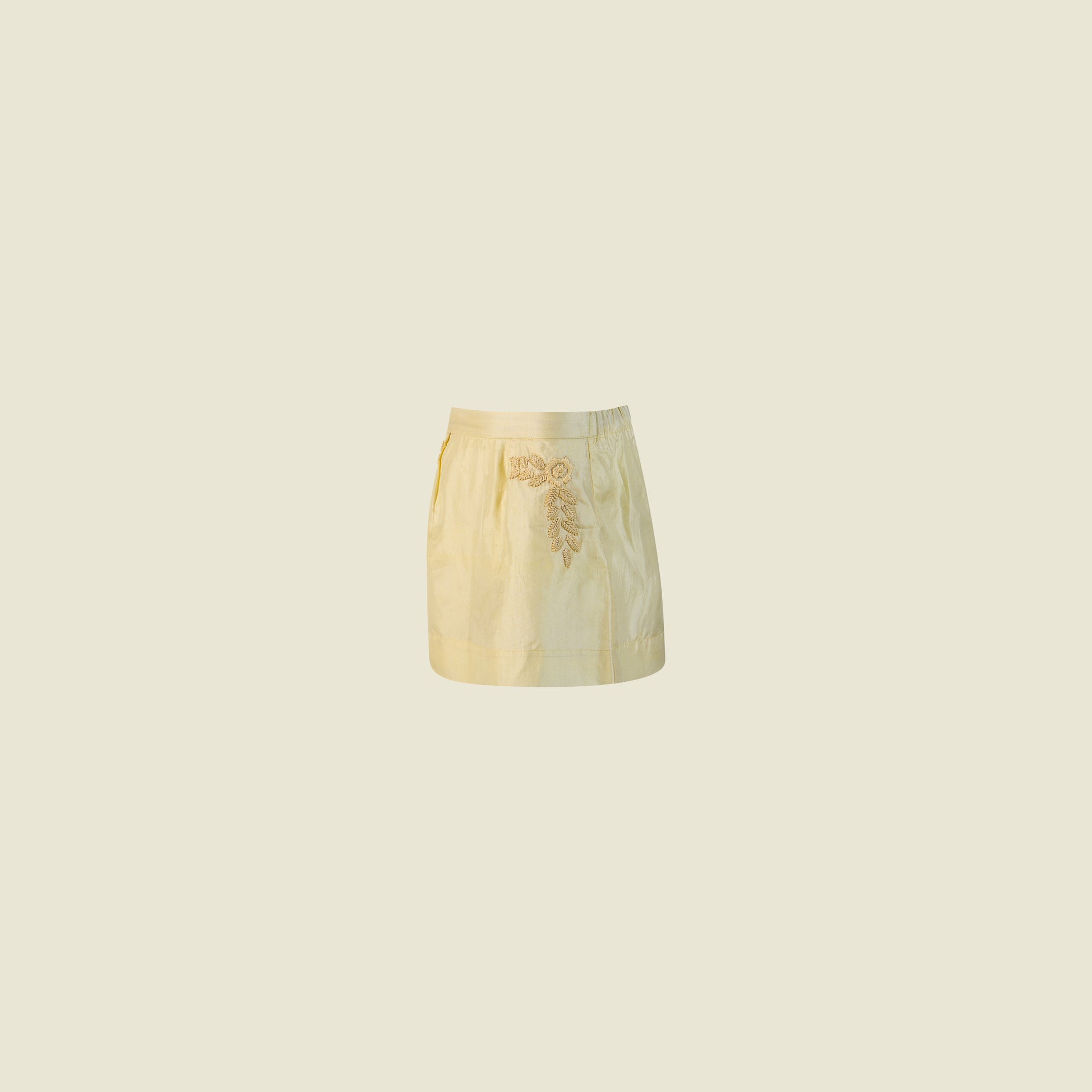 Hand Embroidered Skirt Silk Taffeta (Side View)-Giuliette By Tilahn