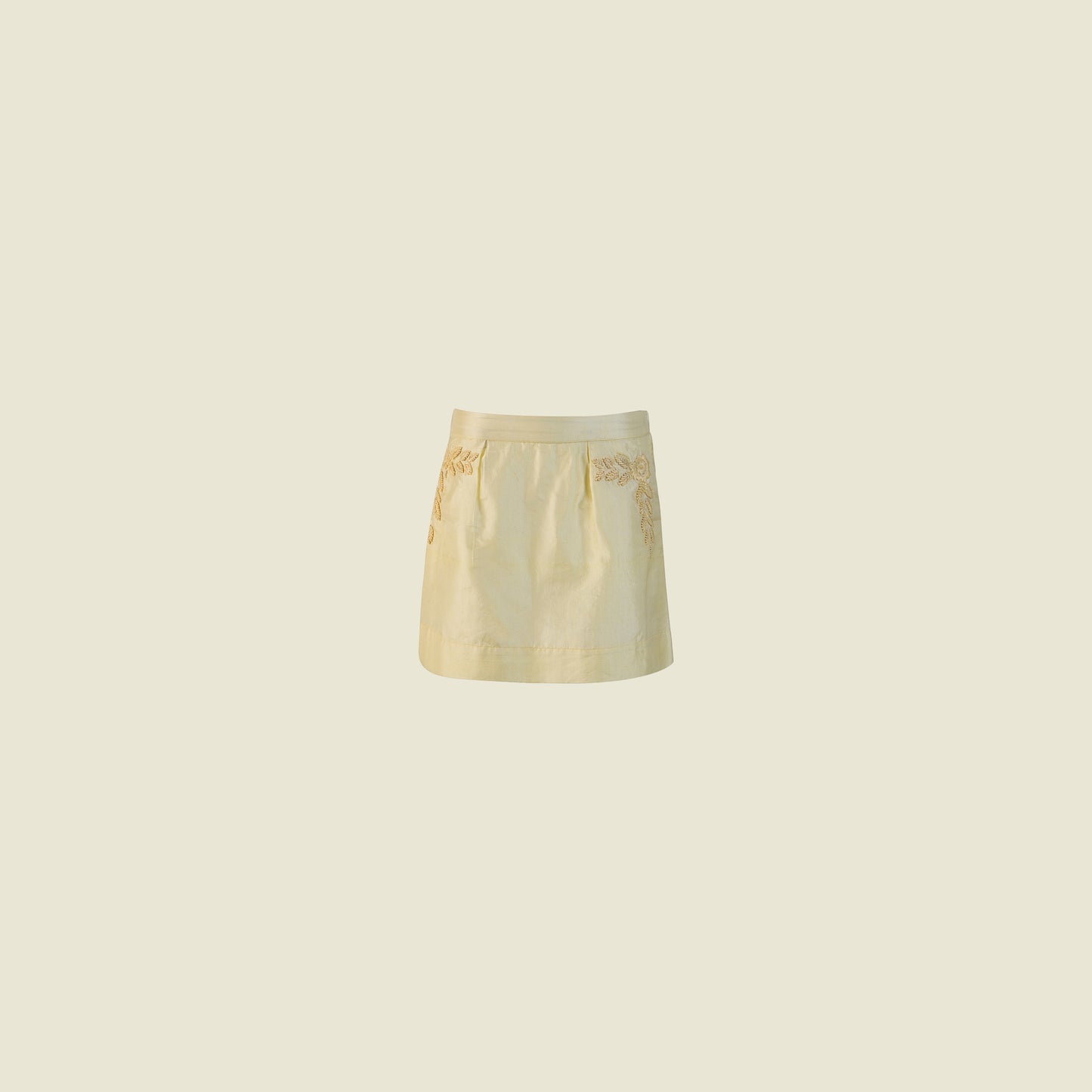 Hand Embroidered Skirt Silk Taffeta (Front View)-Giuliette By Tilahn