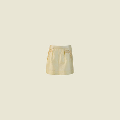 Hand Embroidered Skirt Silk Taffeta (Front View)-Giuliette By Tilahn