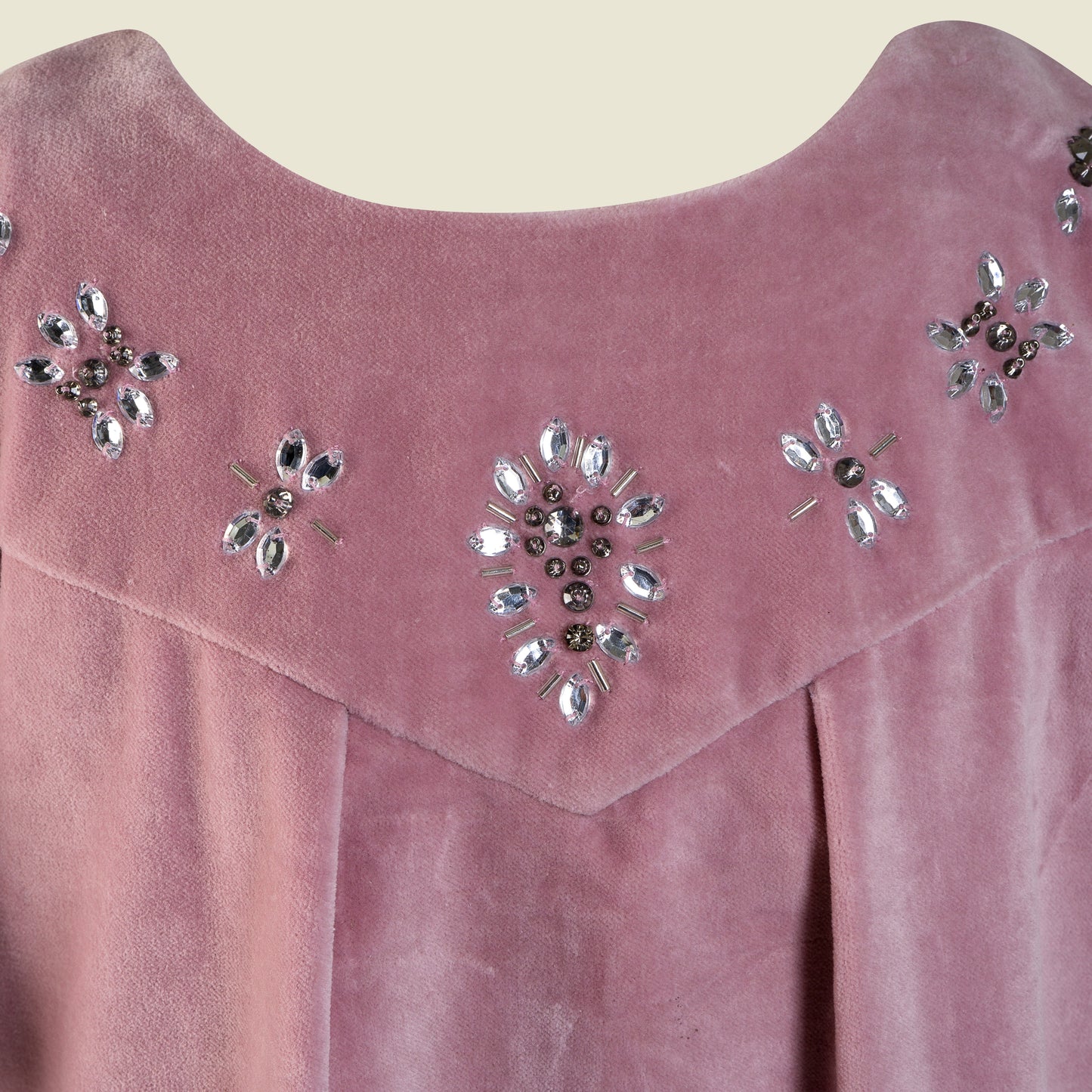 Hand Embroidery (Front) Cotton Velvet Short Sleeves Dress-Gizelle Pink By Tilahn