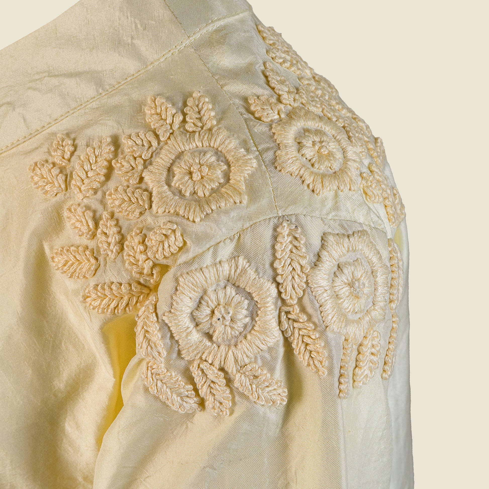 Hand Embroidery on Jacket and Skirt Silk Taffeta Set-Giuliette By Tilahn