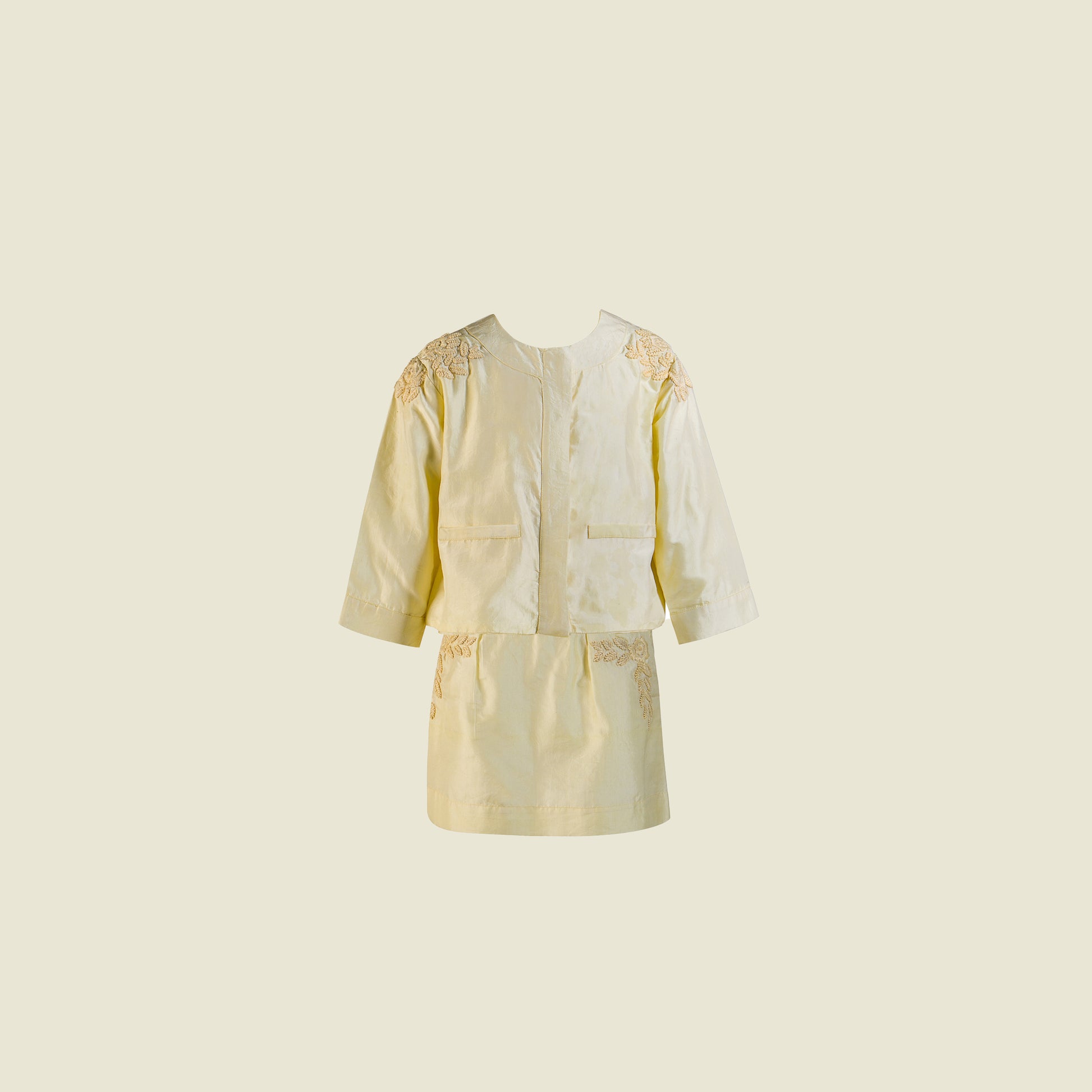 Jacket and Skirt Silk Taffeta Set (Front View)-Giuliette By Tilahn