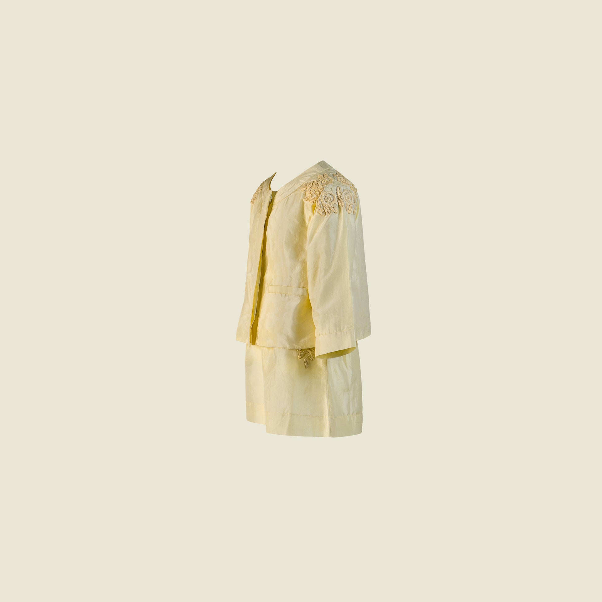 Jacket and Skirt Silk Taffeta Set (Side View)-Giuliette By Tilahn