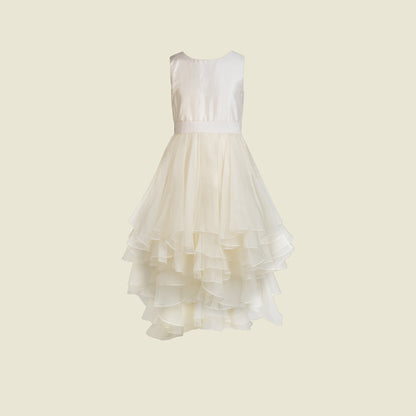 Sleeveless silk taffeta layered ruffles dress (Back View)-Gabrielle Pearls By Tilahn