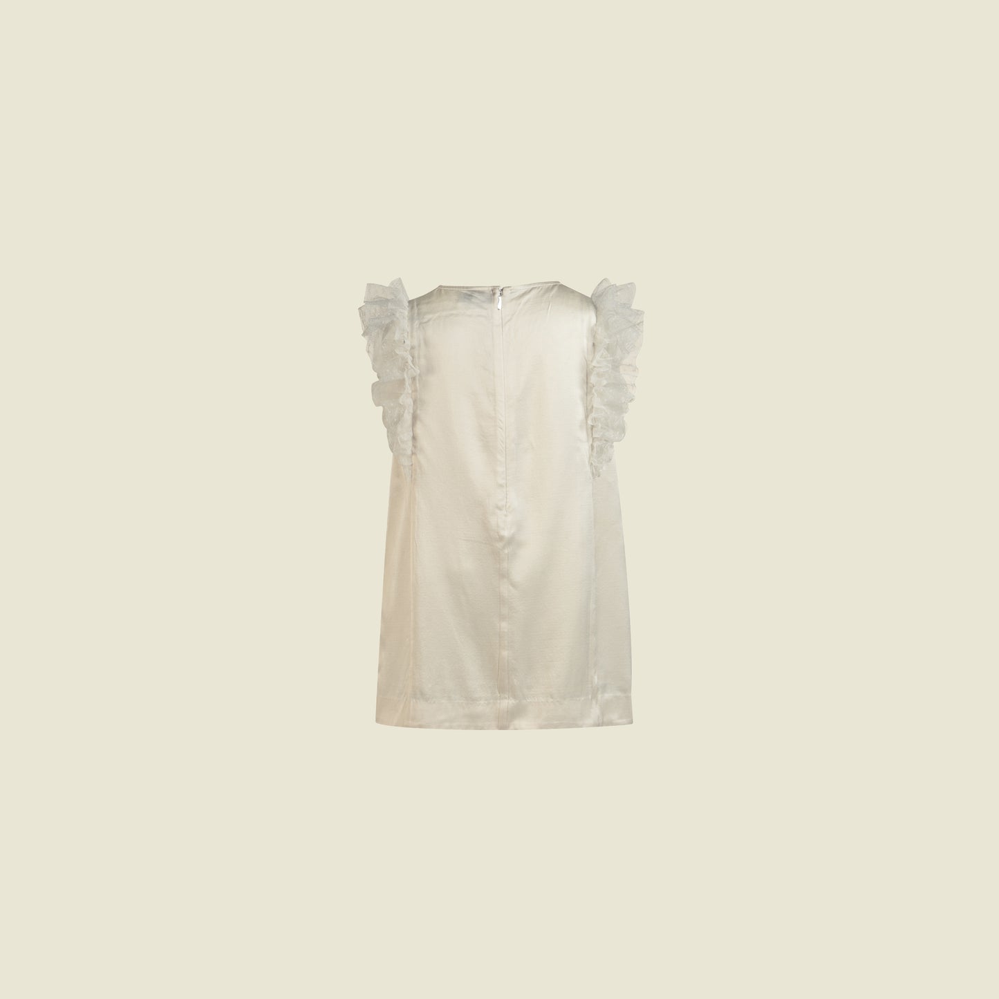 Straight Cut White Satin Dress (Back view)-Grace by Tilahn