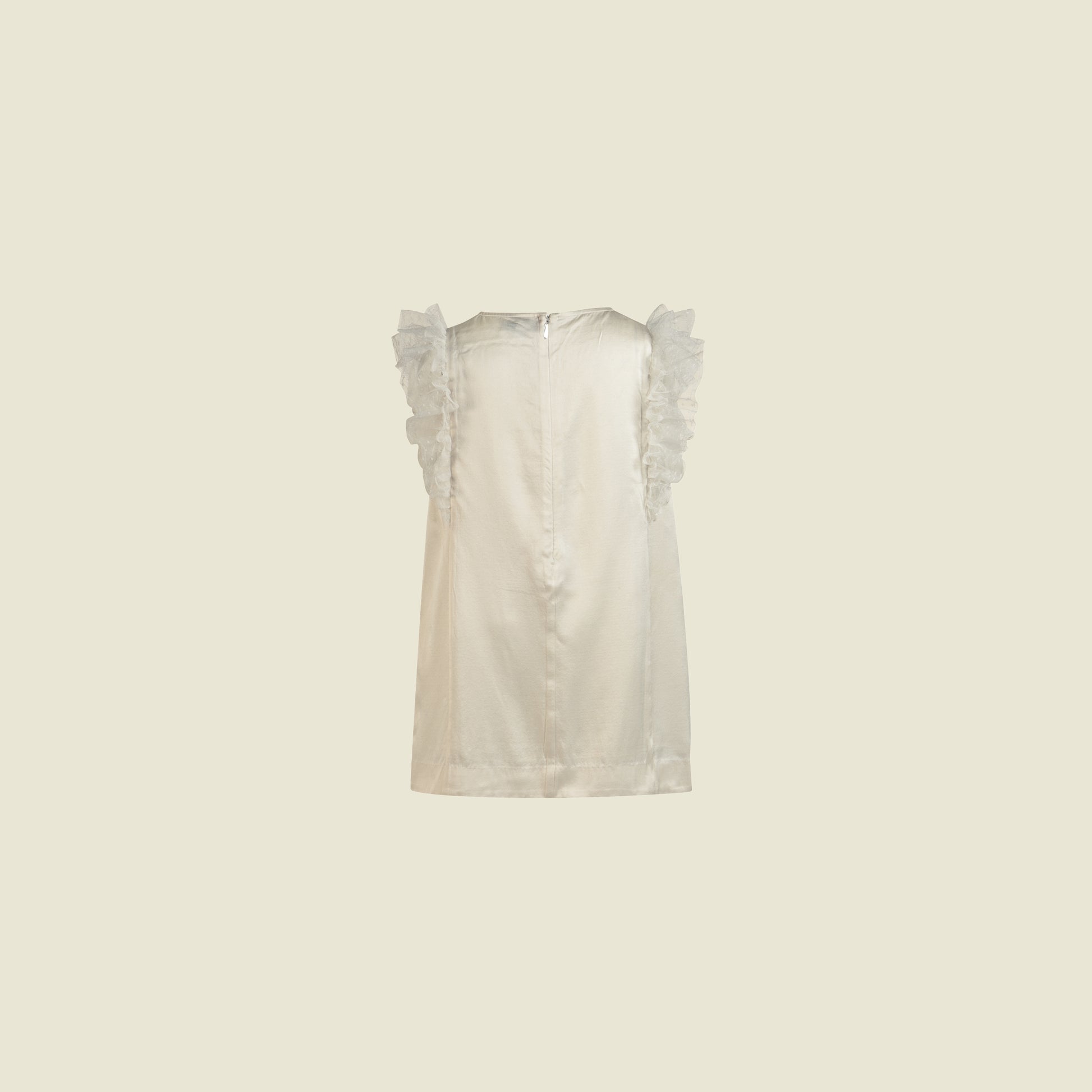 Straight Cut White Satin Dress (Back view)-Grace by Tilahn