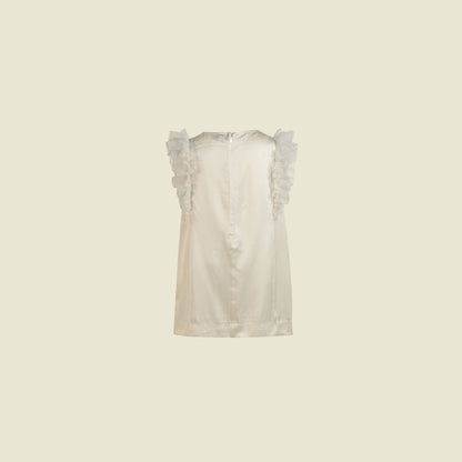 Straight Cut White Satin Dress (Back view)-Grace by Tilahn