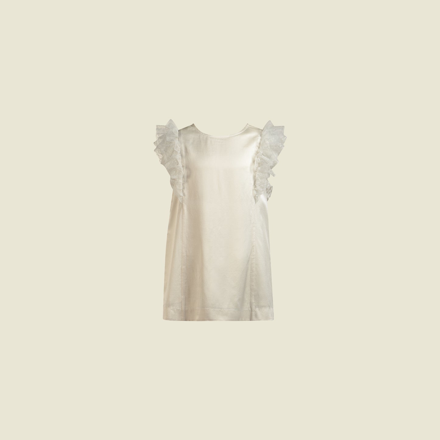 Straight Cut White Satin Dress (Front view)-Grace by Tilahn