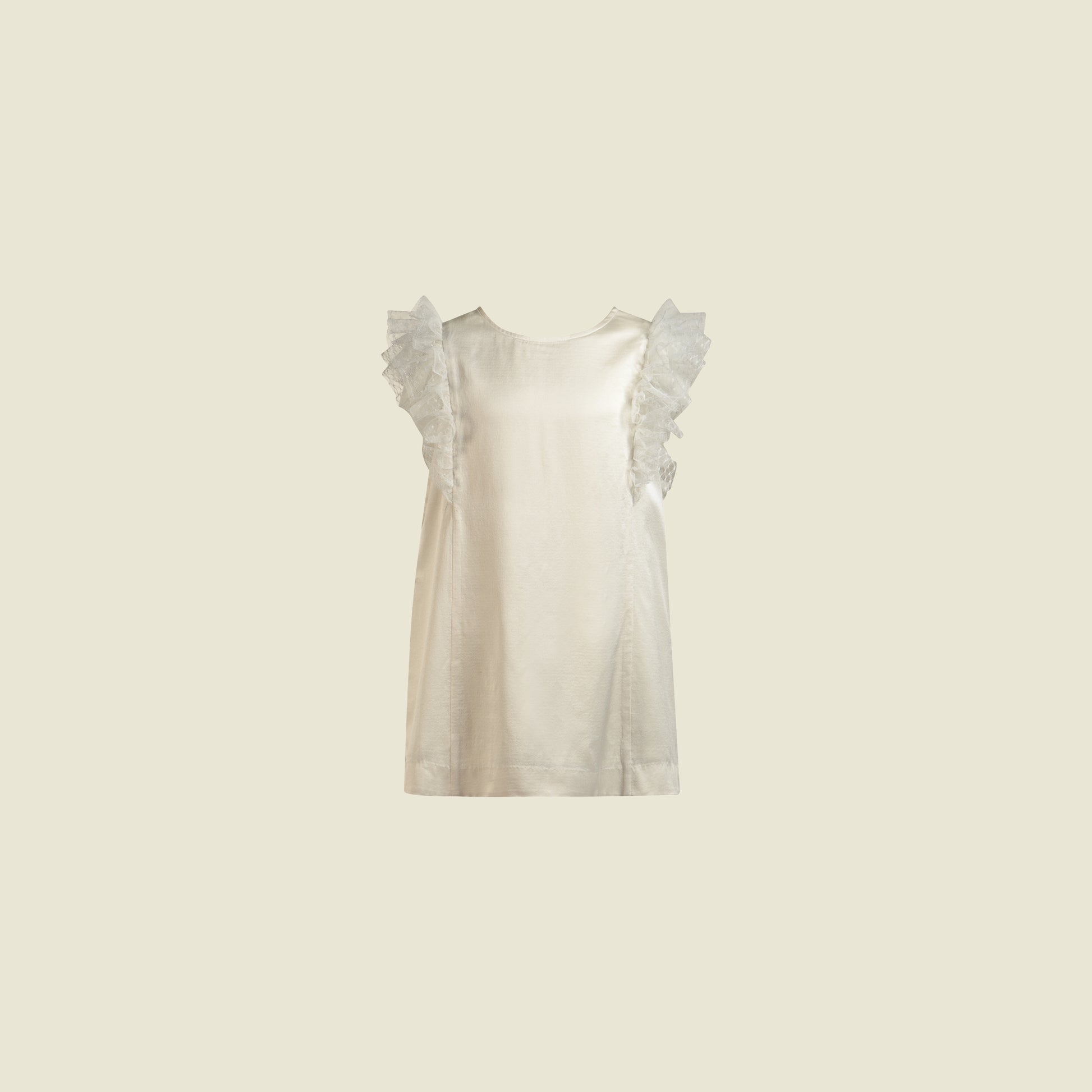 Straight Cut White Satin Dress (Front view)-Grace by Tilahn