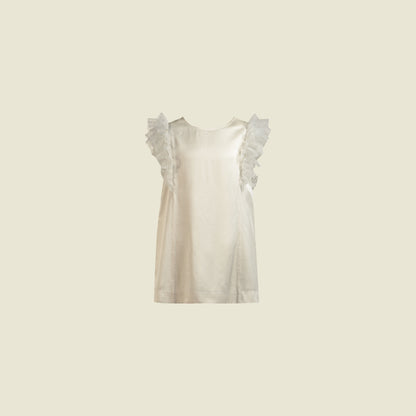 Straight Cut White Satin Dress (Front view)-Grace by Tilahn